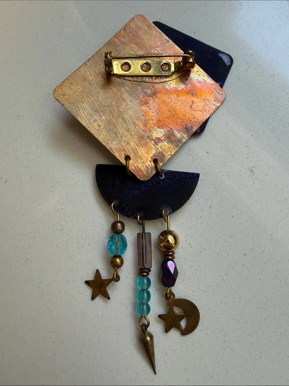 Celestial Art Deco Statement Accent Brooch - Vintage